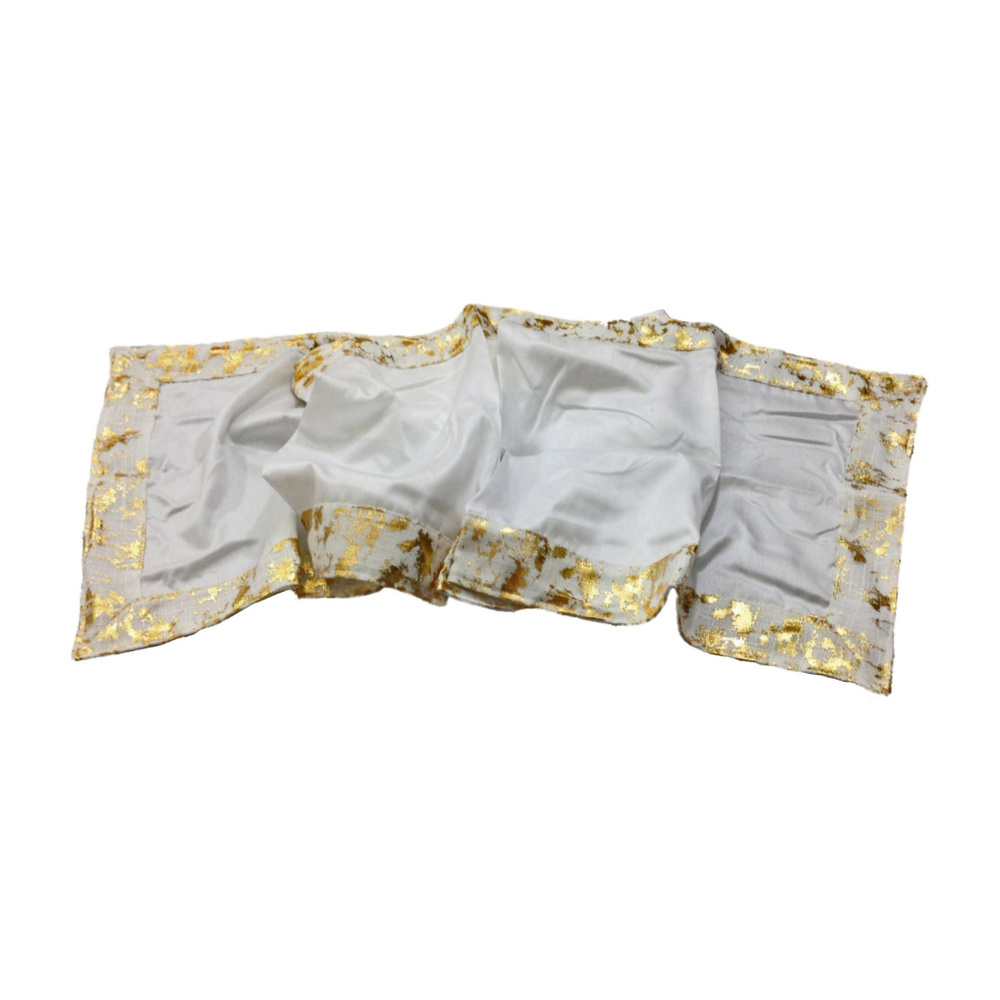 NWT Metallic Gold Edged White Table Runner